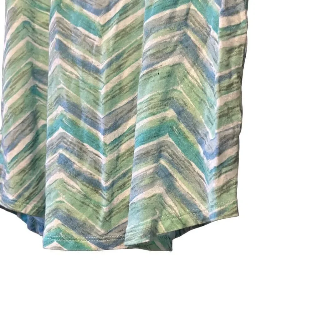 Justice‎ Tank Top Girls Size 8 Teal Green Excellent Chevron Zigzag Sleeveless
